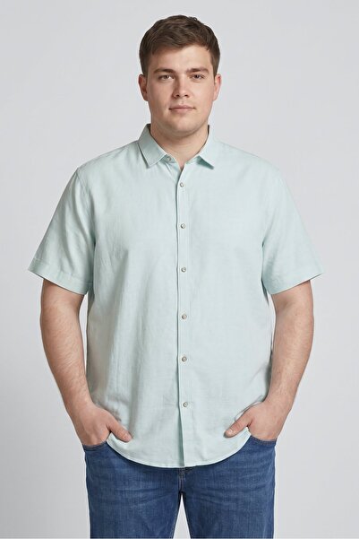 Bruno Positano Men Regular Fit Short Sleeve Solid Casual Shirt, Mint Blue