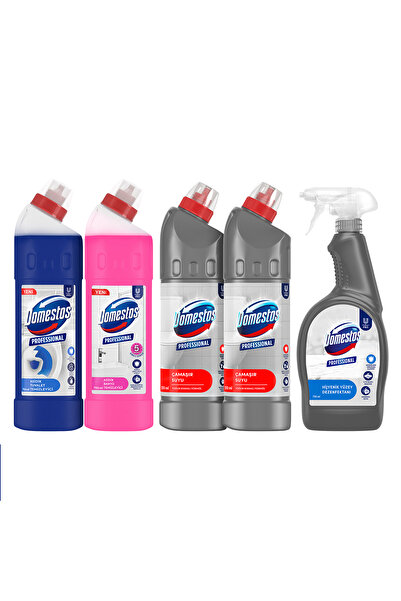 Domestos Çamaşır Suyu 1250m lx2 Yüzey Dezenfektanı 750ml x1 Tuvalet Temizleyici x1 Banyo Temizleyici x1