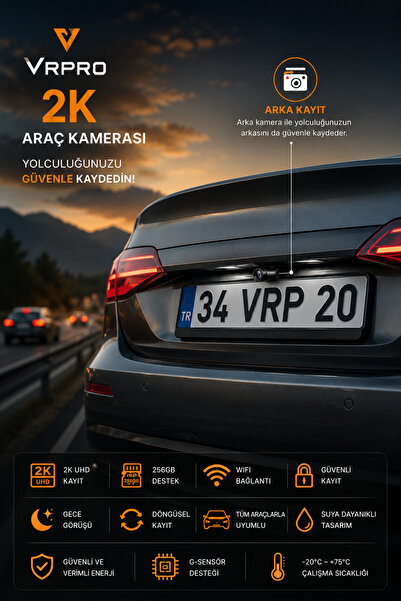 İMVULA Araç Ön-Arka Kayıt Kamerası 2K UHD Wifi 24 Saat Döngüsel Kayıt LUMRA
