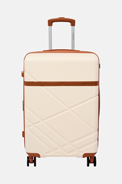London Fog 21 Inch Medium Hardshell Cabin Spinner Luggage, Cream
