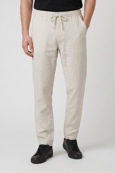 Tenth + Ocean Men Regular Fit Plain Straight Pants, Beige