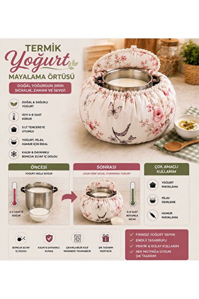 AHSEN TASARIM Yogurt, Dough Rising Cover, Bead Fiber Filled Rising Bowl Made ...