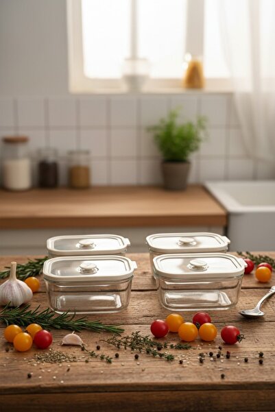 Suo Home Fresca 4-Piece Small Size Glass Vacuum Breakfast / Storage Container...