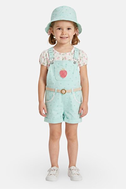 Little Lass Toddlers Girl 3 Pieces Allover Print Top And Rompers With Bucket ...