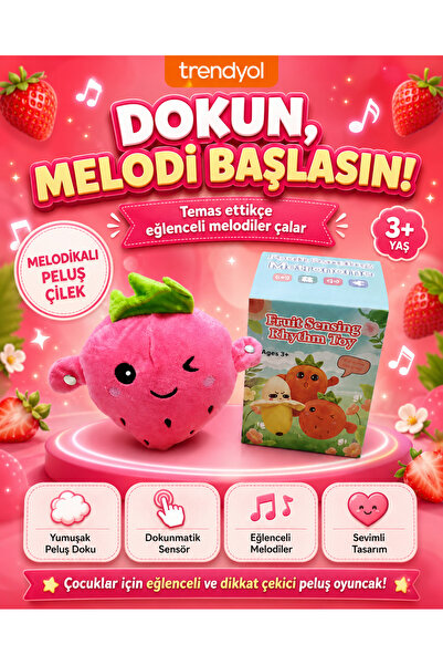 PONİKİDO Dokunmatik Sensörlü Müzikli Peluş Meyve Oyuncak – Temas Edince Melod...