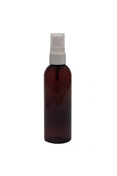 OEM Amber cosmetic bottle for light lotions, white pump, 100ml
