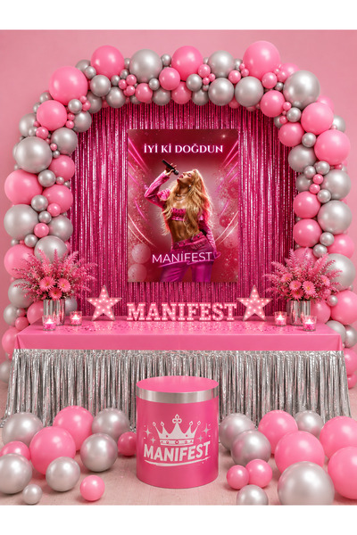 snowparty Manifest Decoration Curtain Table Skirt Poster Birthday Party Suppl...
