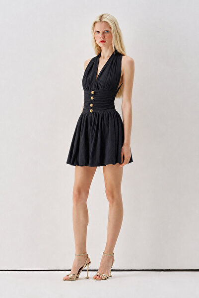 Sagaza Studio Ss6204 Waist Buttoned Balloon Dress
