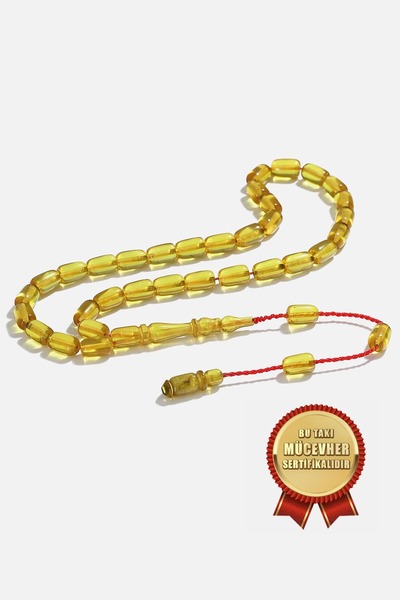 MEKS JEWELS Sarı Ateş Kehribarı Kapsül Tesbih