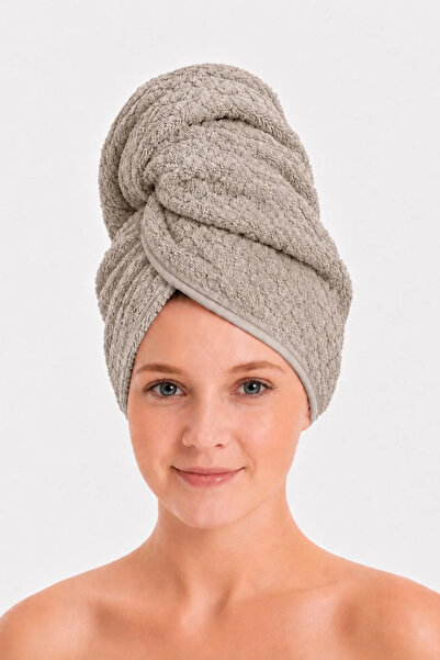 Seritaine Towel Hair Cap Beige 100% Cotton Hair Drying, Drying, Showering, Ba...