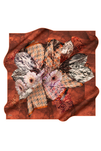 Aker Orange 90X90 Silk Twill Scarf