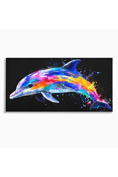 Luxcanva Tablou Canvas Delfinul Curcubeu 120x60 cm pe Sasiu Lemn Delfin Curcu...