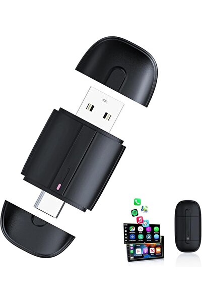AZONEE محول كاربلاي لاسلكي لأجهزة آيفون، منفذ USB A و Type-C، ترقية من كاربلا...