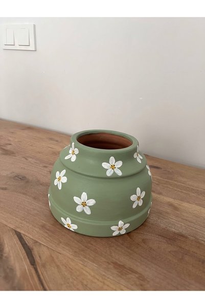 Hoyatap Handmade Vintage Retro Green Color Daisy Vase Decorative Spoon Holder