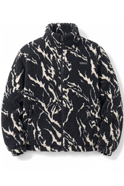 GENIUS STORE Oversize Peluş Erkek İçi Polarlı Tam Fermuarlı Sherpa Sonbahar K...