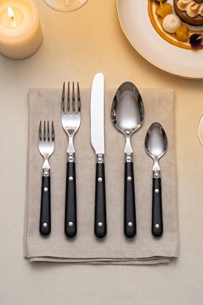 ACAR Craftline 6 Person 30 Piece Cutlery Set Black