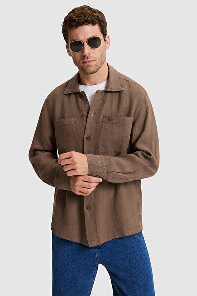 U.S. Polo Assn. قميص رجالي بني بأكمام طويلة 50324108-VR029