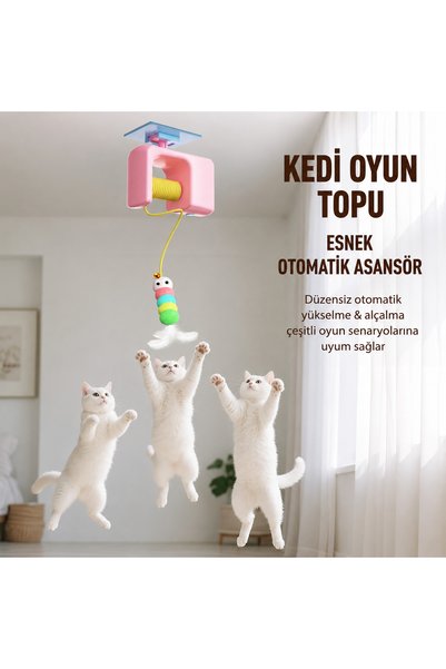 Generic Brand Cat Toy Automatic Bouncing Ball - Flexible String Cat Play Ball Automatic Moving Fun Cat Toy