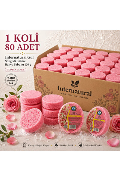 Dermolive Internatural Rose Sponge Herbal Bath Soap 80-Pack Box (80 X 120 g)