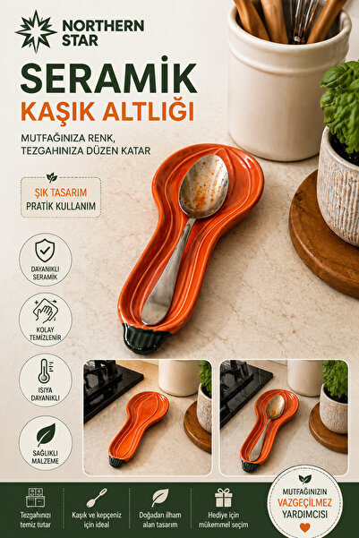 Northern Star Bal Kabağı Model Seramik Kaşık Altlığı, Özel Tasarım Dekoratif ...