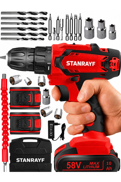 stanrayf Alman Coper 58V 10AH Çift Çelik Şanzıman Bakır Sargı Çift Akülü Vida...