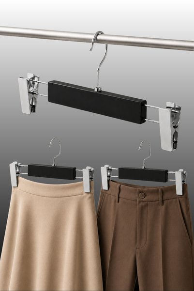 Acar Raf Set de 6 suporturi de lux pentru fuste, pantaloni și rochii, negre