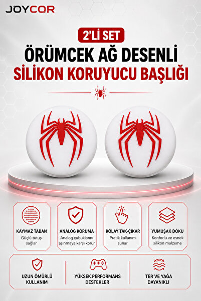 JOYCOR 2’li Örümcek Ağ Desenli Silikon Analog Kılıf Koruyucu Kaymaz Yüzey Ps5...