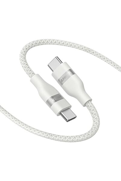 Anker Stuy كابل أنكر نانو USB-C إلى USB-C، كابل شحن سريع 240 واط (6 أقدام، أبيض)