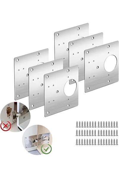 Boolygo 6 Pcs Hinges Repair Fixing Plates, Stainless Steel Board Cabinet Hing...