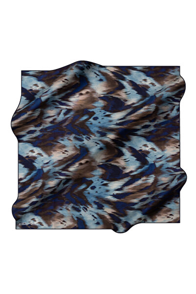 Aker Lacivert 90X90 İpek Krep Saten Eşarp