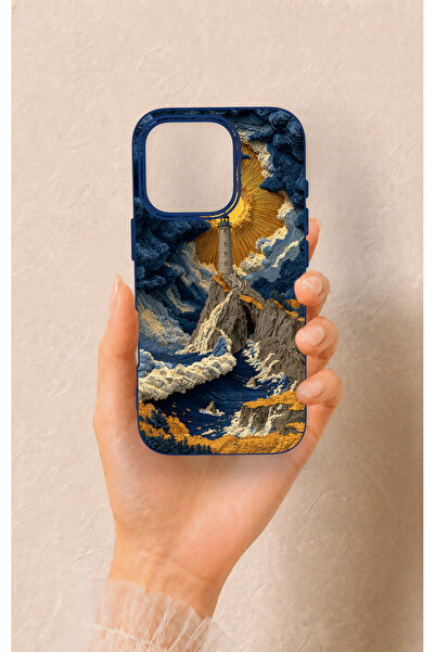 Vip Case iPhone 16 Pro Uyumlu Deniz Feneri Desenli Silikon Kılıf