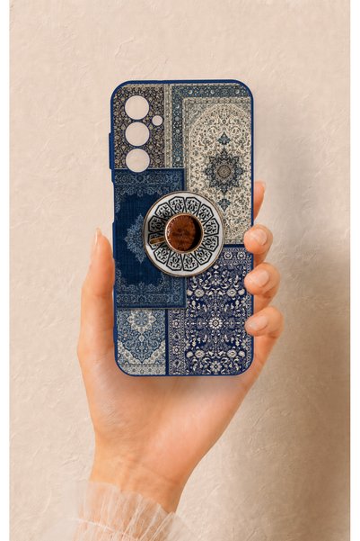 Vip Case Samsung M14 Compatible Turkish Coffee and Kilim Patterned Silicone Case