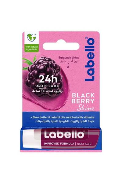 LABELLO Blackberry Shine Lip Balm, 24H Melt-In Moisture, with Shea Butter and...