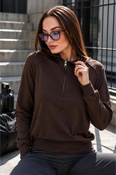 ŞİMAL Kadın Yakası Fermuar Detaylı Modal Sweatshirt 265166 -