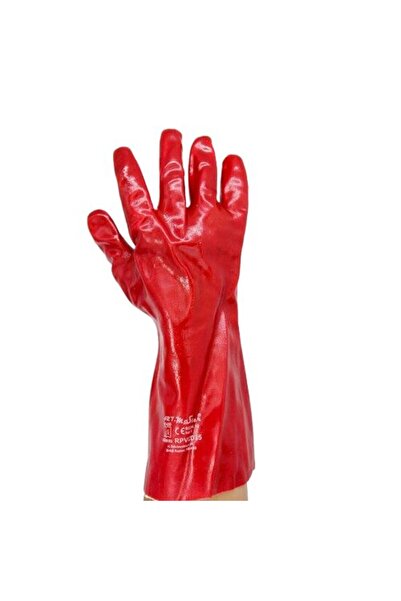Interbabis Mănuși chimice din PVC pe suport textil, roșii, set 12 perechi