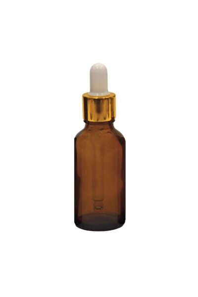 Bottle Flacon de chihlimbar cu pipetă, capac auriu pentru pipetă/gumă albă, 30ml