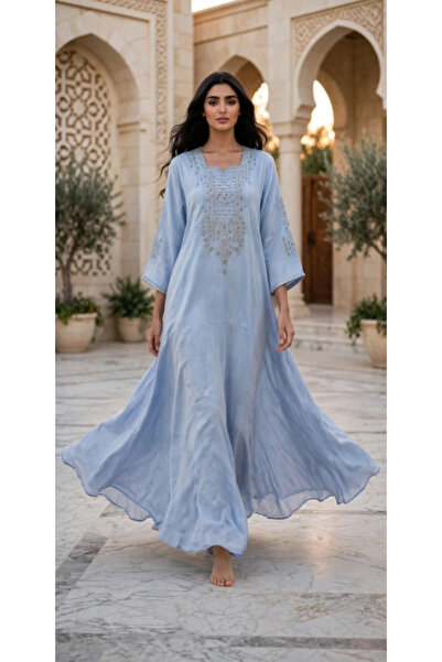IKKXA Embellished Sweetheart Square Neck Flowing Maxi Jalabiya