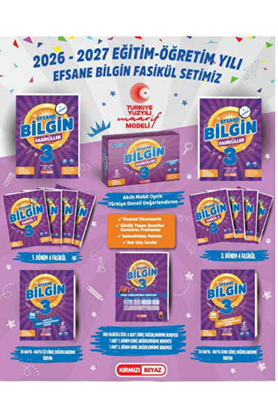 Kırmızı Beyaz Yayınları 3.Sınıf Efsane Bilgin Fasikül Seti (2026-2027)