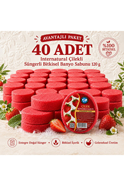 Dermolive Internatural Strawberry Sponge Herbal Bath Soap 40 Pack (40 X 120 g)