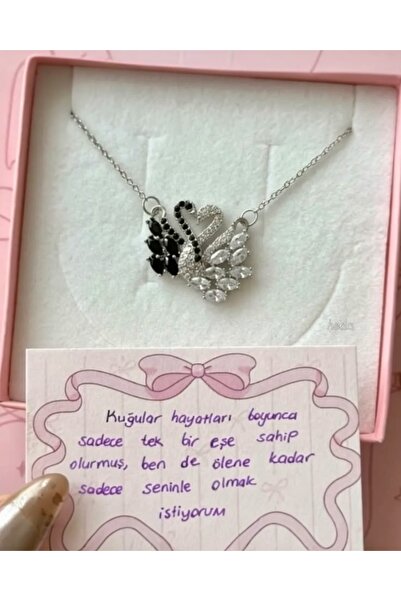 ArtBDesign Siyah ve Beyaz Kuğu Kolye