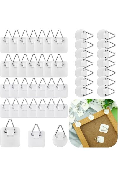 BIGTHREE 45 Pcs Hooks Without Nails, Adhesive Picture Hanger Foamboard Withou...