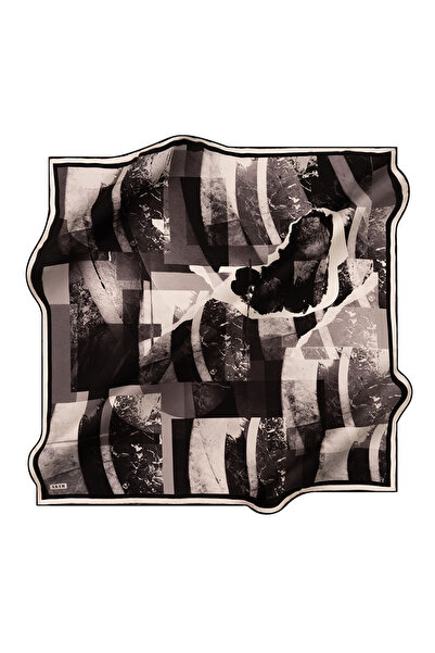 Aker Black 90X90 Silk Crepe Satin Scarf