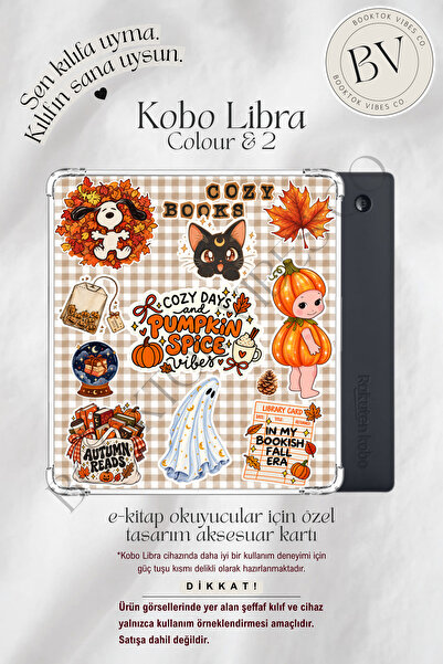 BookTok Vibes Co. Pumpkin Spice Sonbahar Bookish Sticker Kolaj Insert - Kindl...