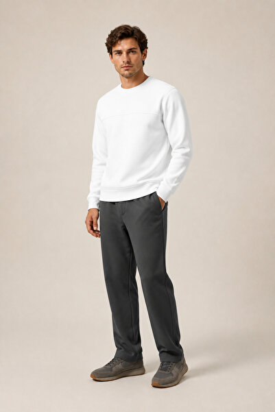 Redline Steni New Season Men's Regular Fit Winter Crew Neck Sweatshirt White