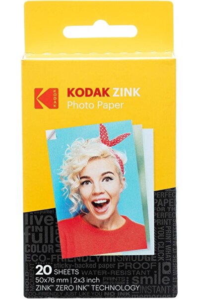 Kodak ورق صور زينك فاخر مقاس 2 × 3 بوصة (20 ورقة) متوافق مع SMILE و PRINTOMAT...