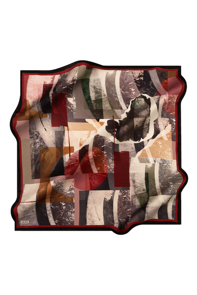Aker Red 90X90 Silk Crepe Satin Scarf