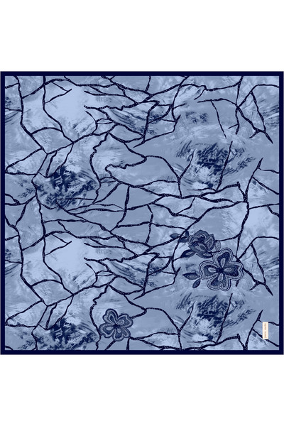 Pierre Cardin Navy Blue 90X90 Silk Crepe Satin Scarf