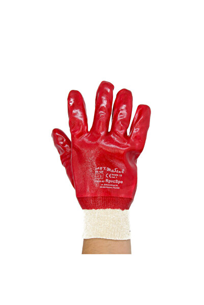Interbabis Mănuși antiacide Marty din PVC, roșii, set 12 perechi