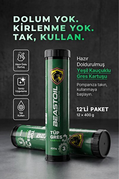 beastoil Yeşil Kauçuklu Gres Kartuşu 400 g (12 Adet)