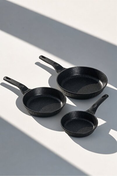 ACAR Dg-11359 Serendipity 3-Piece Cast Granite Pan Set Black
